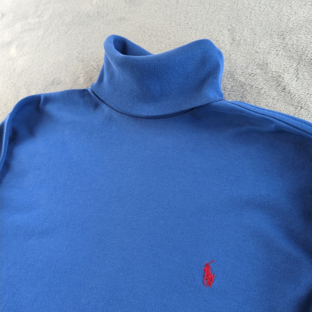 Vintage‎ 90s Ralph Lauren Polo Turtleneck Shirt Mens Medium Blue Cotton Pullover